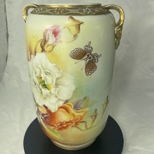 Antique hand painted large vase